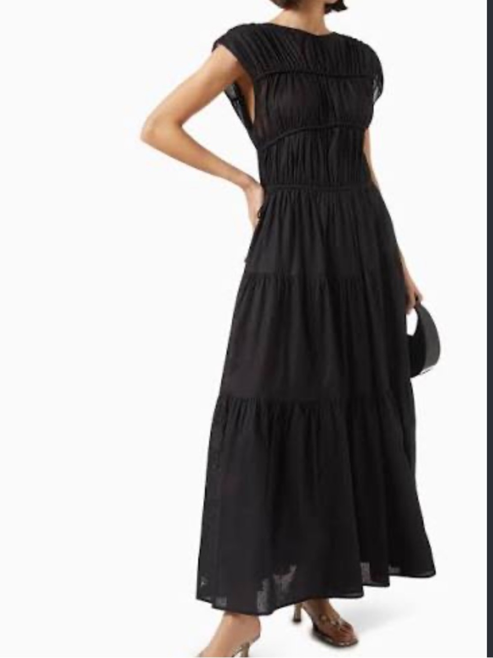 DISSH Black Flynn Tiered Maxi Linen Dress